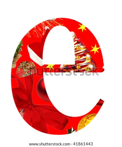 stock photo : Letter "e" made of christmas symbols