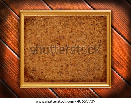 Empty image frame with cork background.Dark grunge design