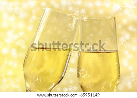 CHampagne glasses with bubble theme