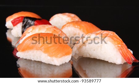 Sushi food on black background
