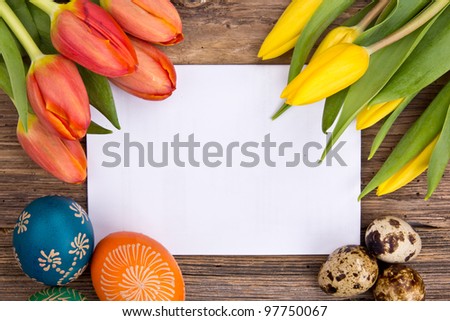 Easter still life with empty card for your text