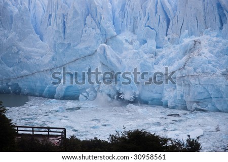 Perito Moreno glacier calving from over 100 foot face 1