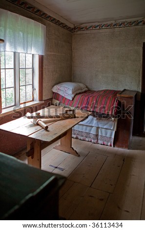 Old fashioned bedroom in Skansen, Stockholm, Sweden