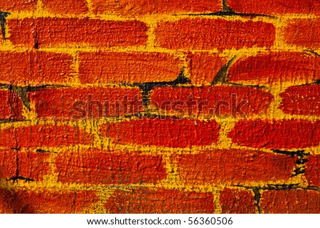Faux painted brick wall