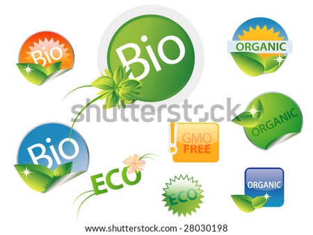 stock vector bio organic labels set