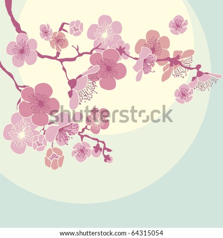 Blossoming Cherry Tree Stock Vector Illustration 64315054 : Shutterstock
