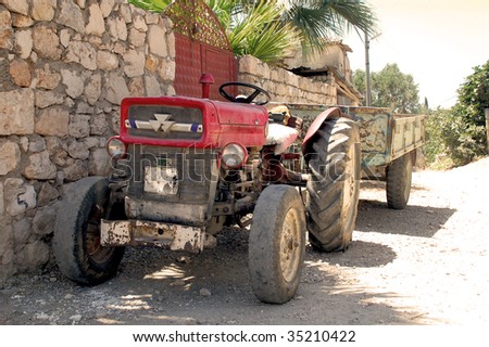 an old tractor on the road