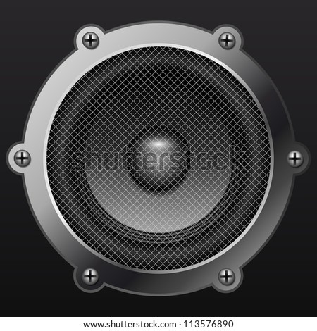Sound Speaker Isolates On Black Background Realistic Vector