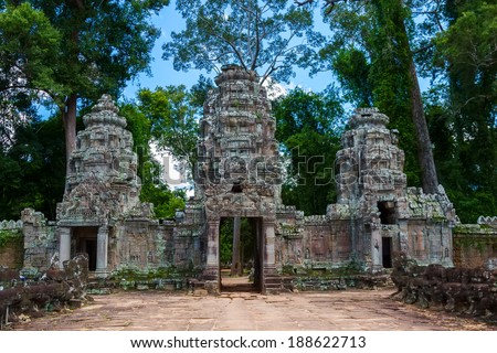 Ancient gates on the way to Preah Khan temple, Siem Reap, Cambodia