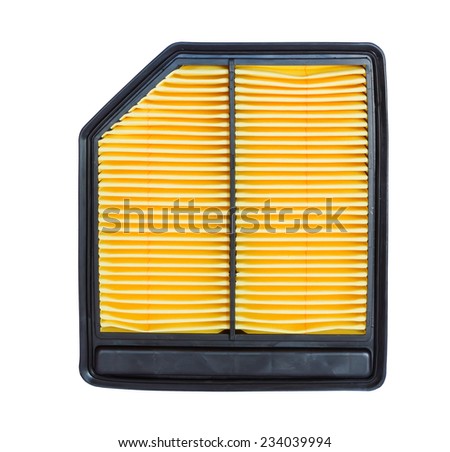Air automobile yellow filter isolated on white background.