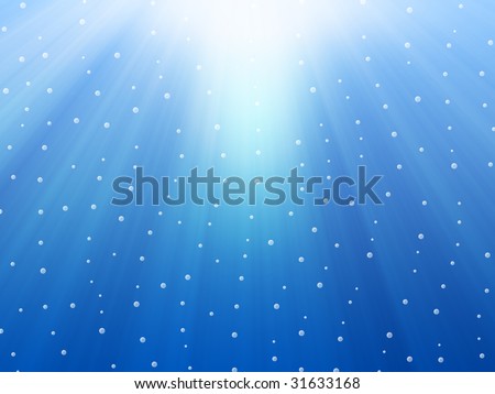 Underwater background with bubbles and  light shining from above