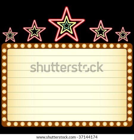 Movie Theater Schedule on Stock Vector   Blank Movie  Theater Or Casino Marquee With Neon Stars