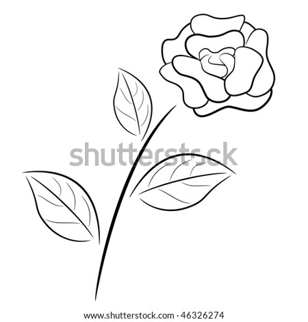 stock vector : Abstract black and white rose in outline drawing style.