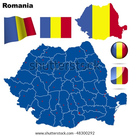 vector romania detailed borders flags isolated region shape icons country background search shutterstock map