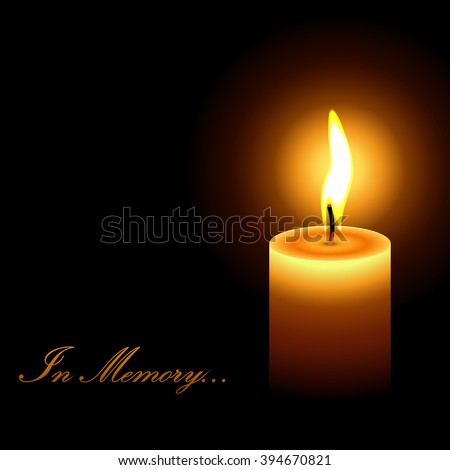 In Memory Mourning Candle Light Vector Background. - 394670821