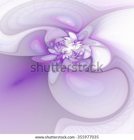 Abstract fantasy waves on white background. Computer-generated fractal in rose and violet colors.