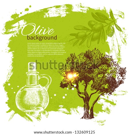 Vintage olive background Hand drawn illustration Vintage olive background Hand drawn illustration