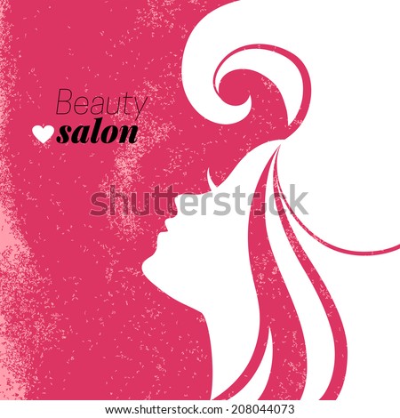 Beautiful woman silhouette. Beauty salon poster. Vector illustration