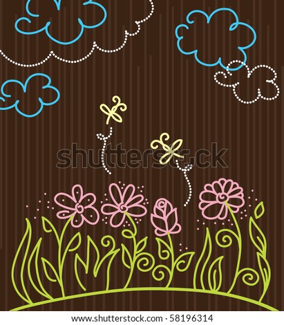 flowers cartoon background. stock vector : Cartoon