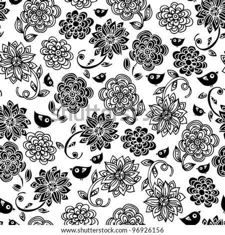 Floral Seamless Pattern Stock Vector Illustration 96926156 : Shutterstock