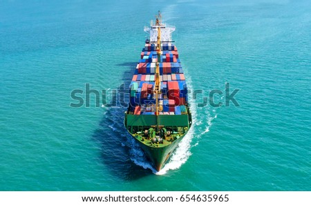 container,container ship in import export and business logistic,By crane ,Trade Port , Shipping,cargo to harbor.Aerial view,Water transport,International,Shell Marine,transportation,logistic