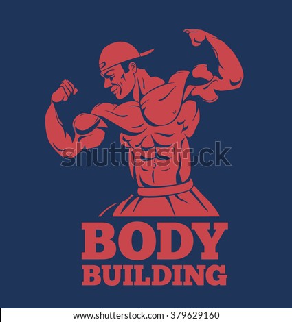 bodybuilder muscle man fitness model posing logo. bodybuilder showing muscles bodybuilding emblem