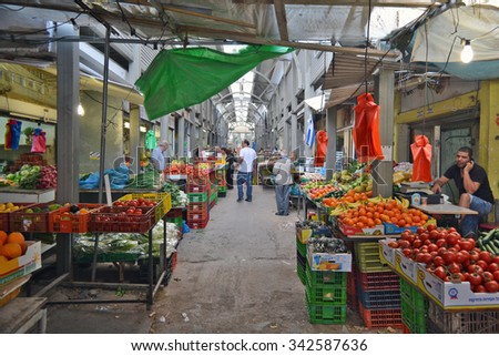 Tiberias, Israel - December 2, 2013: City Market (bazaar)