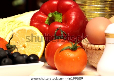 Different food on white background