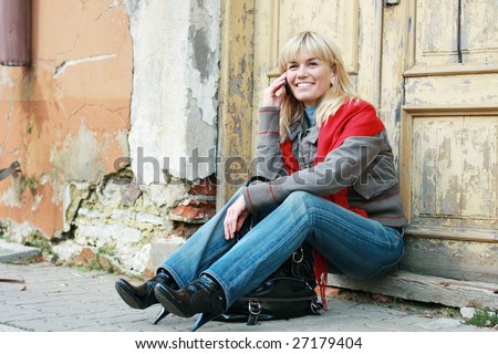 young beautiful woman using cell phone