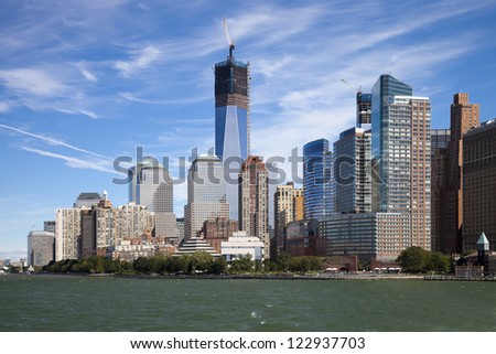 NEW YORK CITY - SEPTEMBER 19: One World Trade Center (formerly known as the Freedom Tower) and Tower 4 are shown under construction on September 19, 2012 in New York.