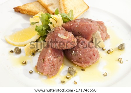 Veal Steak Tartar with Artychoke and Capers