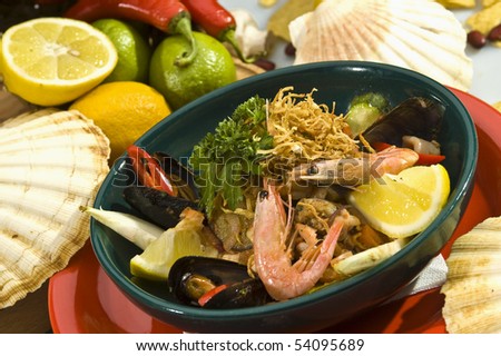 Seafood salad Mexican style w jalapenos and horseradish