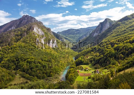 Landscape with mountains and canyon of river Tara, Montenegro