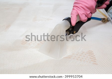 Mattress or bed chemical cleaning with professionally extraction method. Early spring cleaning or regular clean up.