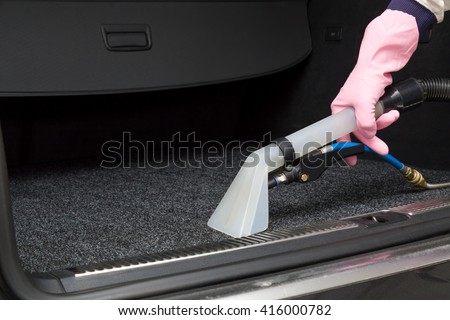 Cars luggage carrier chemical cleaning with professionally extraction method. Early spring cleaning or regular clean up.