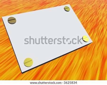 Plain sign board with screws on a fiery background