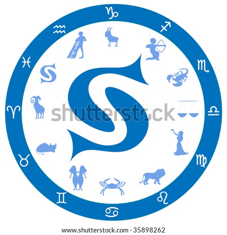 stock photo astrological symbol zodiac blue symbol pisces