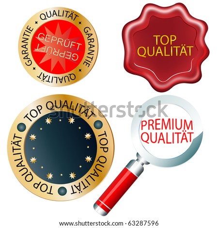 buttons in german language, top quality, magnifying glass with premium quality