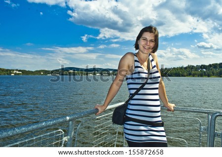 young woman on boat