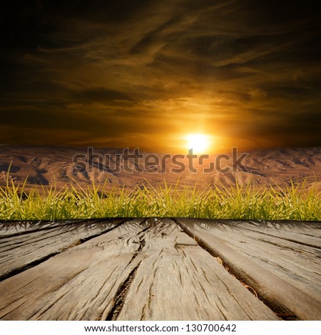 wooden table on the nature backgroung