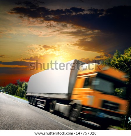 big truck on the asphalt road
