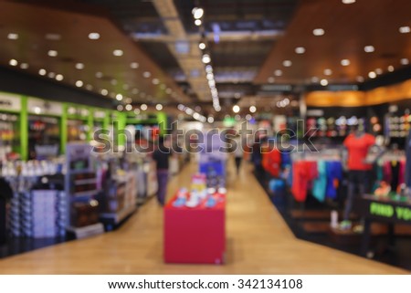 Blurred background of sport department store