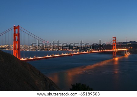 Golden Gate Bridge and San Francisco city lights