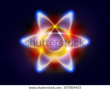 Colorful Illustration of an atom with electrons orbiting the nucleus