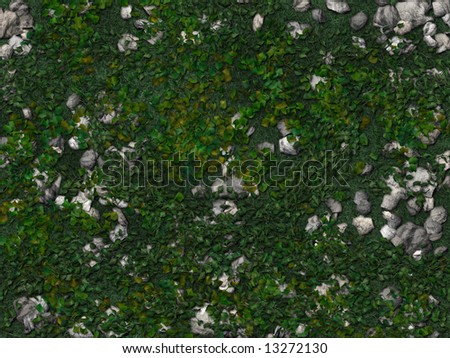 Computer generated background. Ground cover, ivy, grass, stones