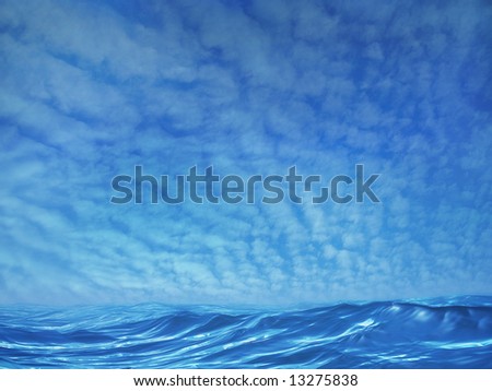 Digital illustration of blue ocean