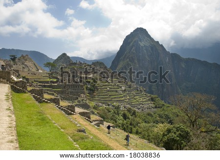 Panoramic view of the hidden Inca sanctuary of Machupicchu. Cusco, Peru, South America.