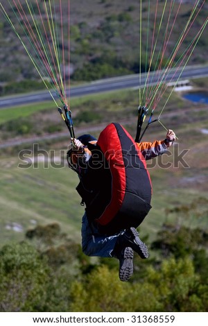 Paraglider just after lift off