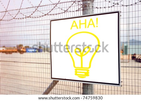 Bright idea sign with light bulb, yellow
