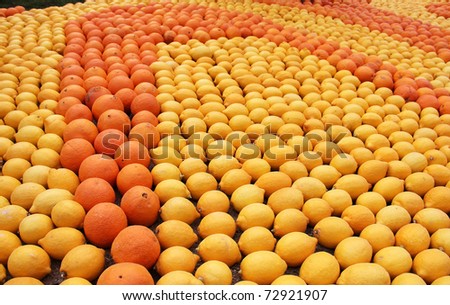 stock photo Many oranges and lemons during the festival of Menton France